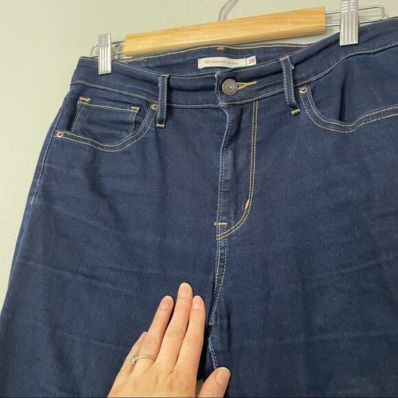 Levi’s Dark Wash 721 High Rise Skinny Jeans Womens 28 Blue Denim Zip Fly Fall - Picture 5 of 8